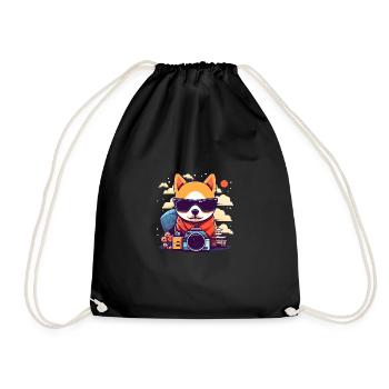 Chien Shiba Inu portant des lunettes voyageant en - Sac de sport léger - noir - Devant