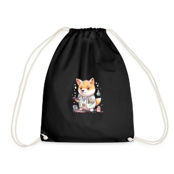 Japanese dog Shiba Inu as doctor scientist - Drawstring Bag - black - Front