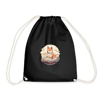 Japanese dog Shiba Inu angel sky reminder - Drawstring Bag - black - Front