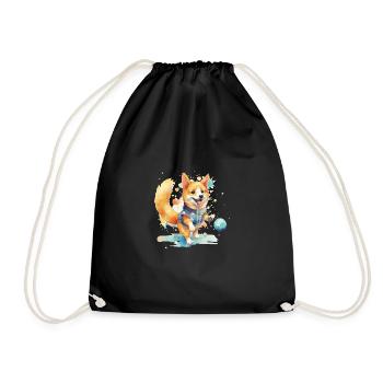 Japanese dog Shiba Inu Ball Sport - Drawstring Bag - black - Front