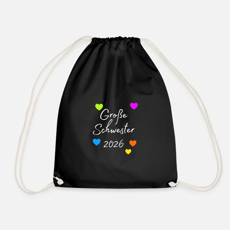 Big Sister 2026 Heart Pressure - Drawstring Bag - black