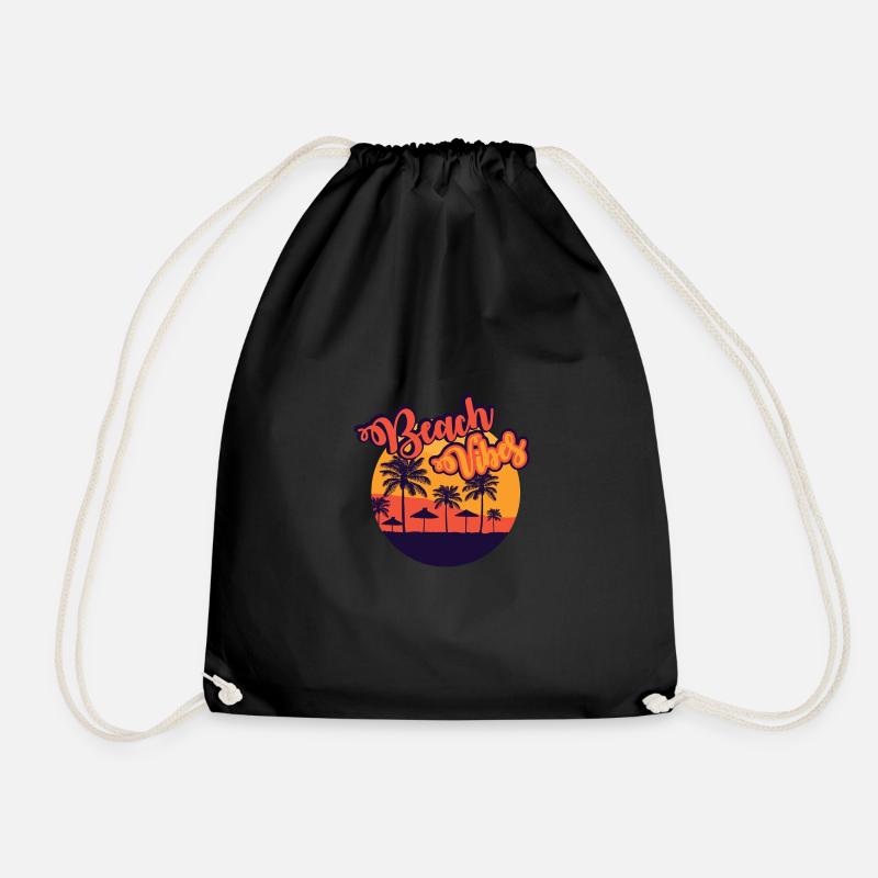 Beach vibes - Drawstring Bag - black