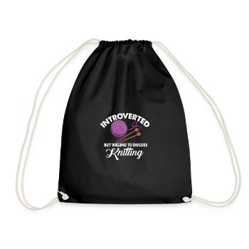 Introverted funny quote, but willing to use the S - Drawstring Bag - black - Front