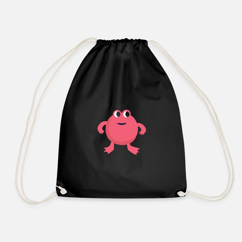 Pink Frog Monster - Drawstring Bag - black