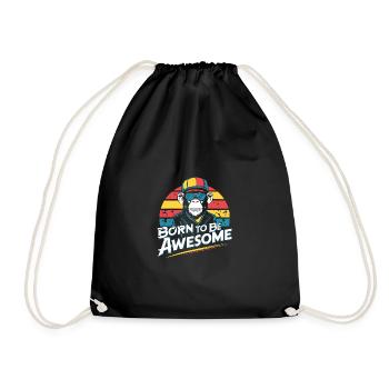 Cool Chimpanzee Born To Be Awesome - Drawstring Bag - black - Front