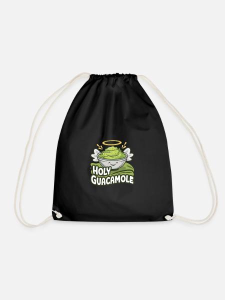 Holy Guacamole Funny Food Pun With - Drawstring Bag - black