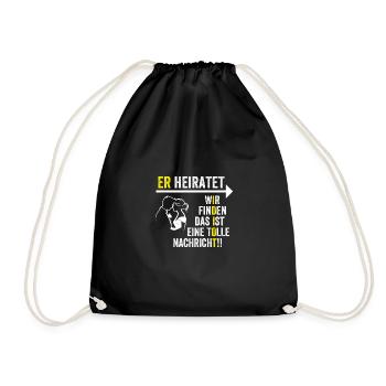 JGA Herren T-Shirt für Junggesellenabschied - Turnbeutel - Schwarz - Vorne