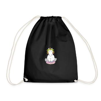 Unicorn Donut Dino Doughnut Kids Glazed Sweets - Drawstring Bag - black - Front