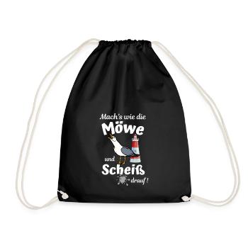 Mach's wie die Möwe und Scheiß drauf - Ostsee Fun - Turnbeutel - Schwarz - Vorne