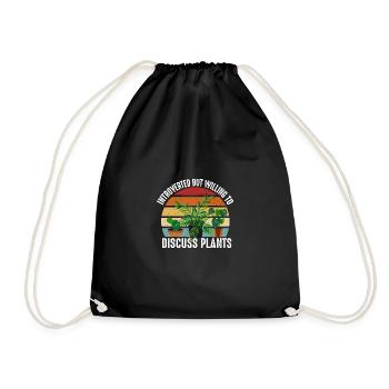 Funny quote introverted but willing to plant - Drawstring Bag - black - Front