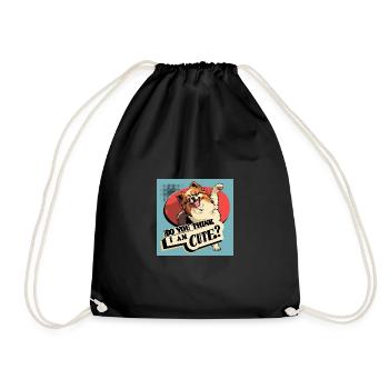 Funny Pomeranian Dog - Do You Think I Am Cute? - Drawstring Bag - black - Front
