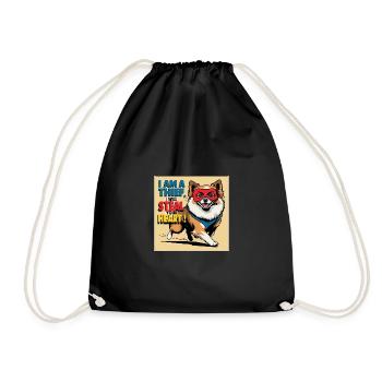Pomeranian Dog "I am a thief" - Drawstring Bag - black - Front