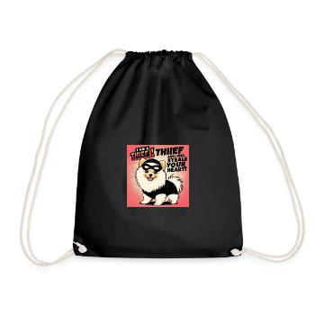 Comicstyle Pomeranian Dog "I am a thief" - Drawstring Bag - black - Front