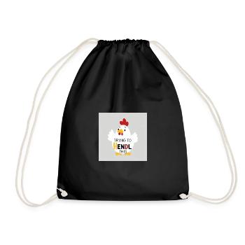 Funny chicken "Trying to hendl this" - Drawstring Bag - black - Front