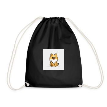 Cuddly Cartoon Dog - Drawstring Bag - black - Front