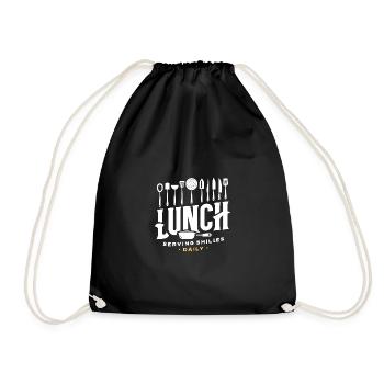 Mittagessen Täglich ein Lächeln servieren - Turnbeutel - Schwarz - Vorne
