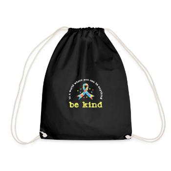 Funny Quote Kindness Ribbon Heart Autism - Drawstring Bag - black - Front