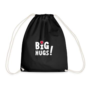 De grandes embrassades avec le cœur. Des câlins, des câlins, des cœurs. - Sac de sport léger - noir - Devant