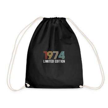 Vintage 1974 birthday year of birth retro seashell - Drawstring Bag - black - Front