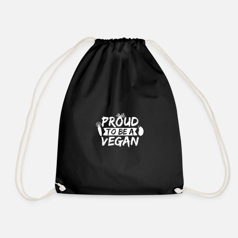 Proud to be vegan - Drawstring Bag - black