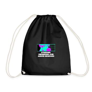 Stressed passionate and anime fan lust - Drawstring Bag - black - Front