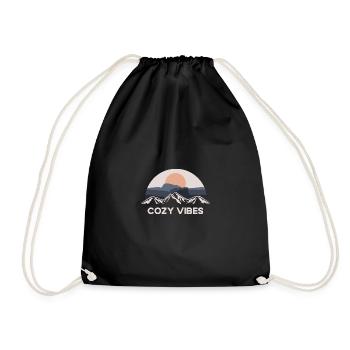 Autumn funny quote Cosy vibes blue-green brave - Drawstring Bag - black - Front