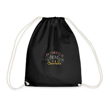 all i need is bikini and sandals - Drawstring Bag - black - Front