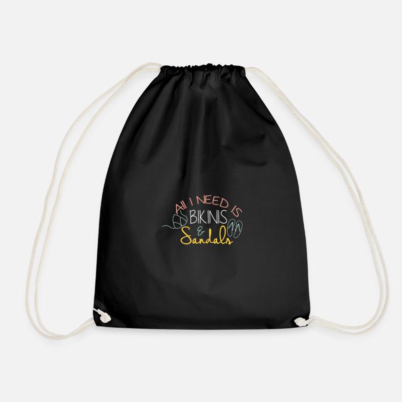 all i need is bikini and sandals - Drawstring Bag - black