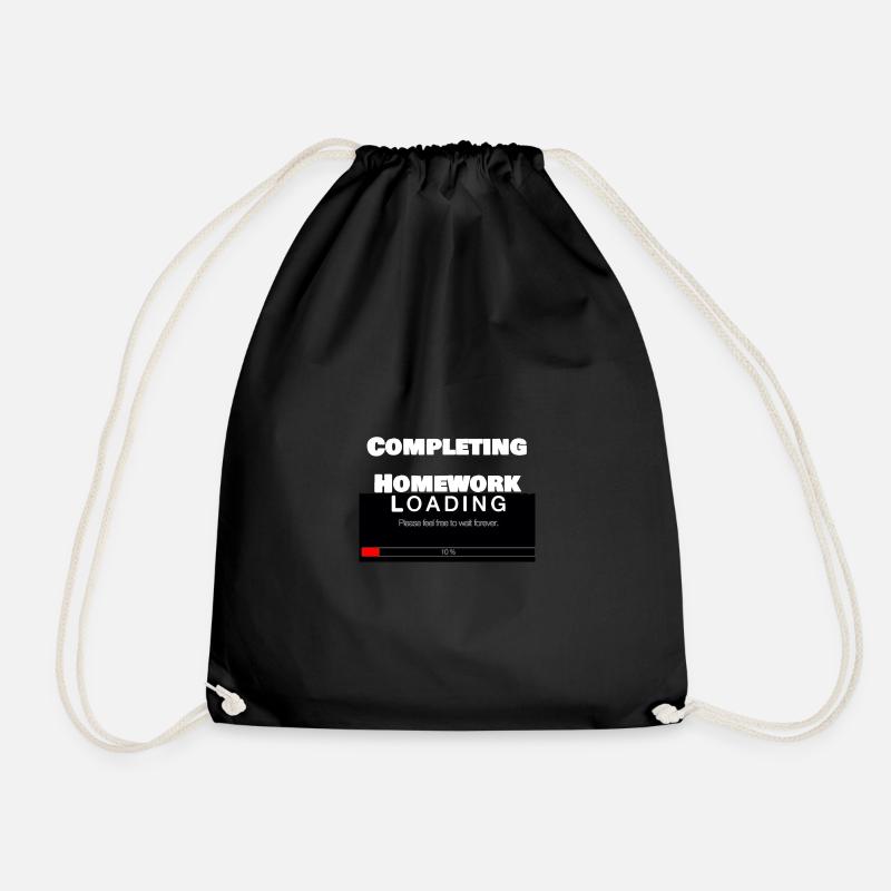 Scrolling Loading Bar University Funny Print - Drawstring Bag - black