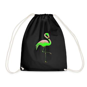 Flamingo Neon Geschenk - Turnbeutel - Schwarz - Vorne