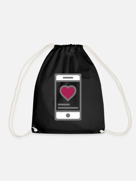 sms handy love herz valentin mobil - Turnbeutel - Schwarz