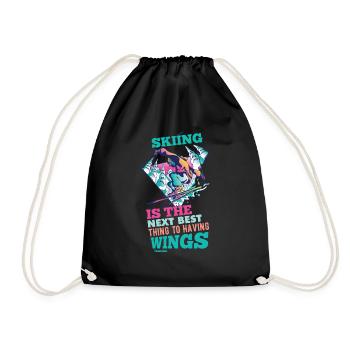 Skiing Is The Next Best Thing To Having Wings - Drawstring Bag - black - Front