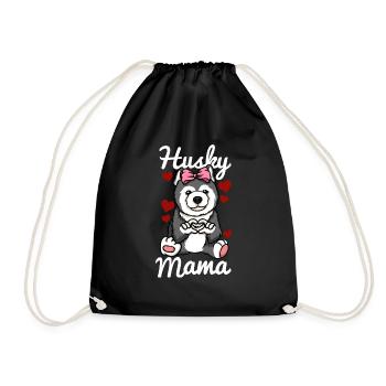 Siberian Husky Mama Finger Heart Dog - Drawstring Bag - black - Front
