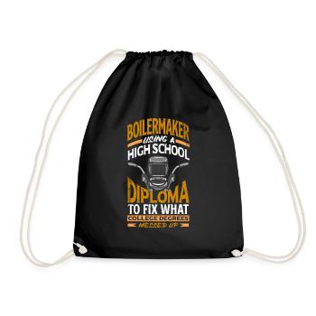 Boilermaker Tradeperson Quote - Drawstring Bag - black - Front