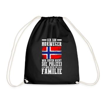 Skandinavien Norwegen Norweger Norwegisch - Turnbeutel - Schwarz - Vorne