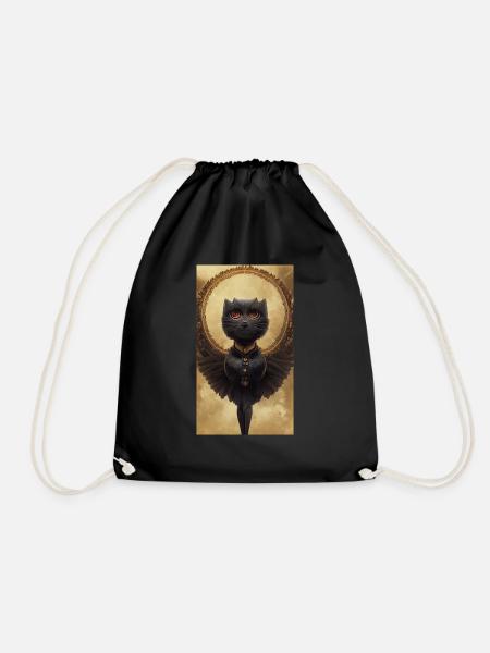 Schwarze Katze Engel - Turnbeutel - Schwarz