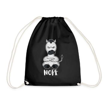 Nope Funny Lazy Zebra - Drawstring Bag - black - Front