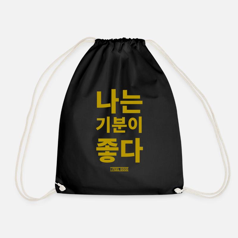 Korean - Drawstring Bag - black