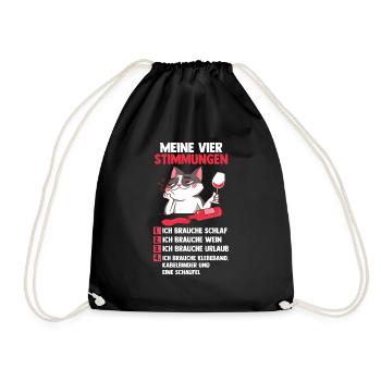 Katze Wein Meine Vier Stimmungen - Turnbeutel - Schwarz - Vorne