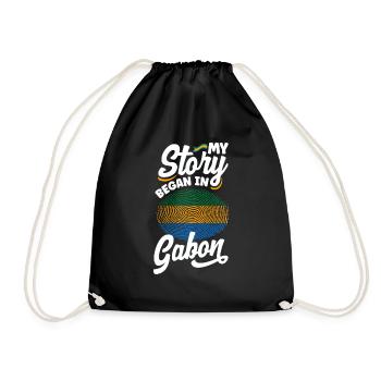 Gabonese Gabon Gabonese Flag My Story Began In - Drawstring Bag - black - Front