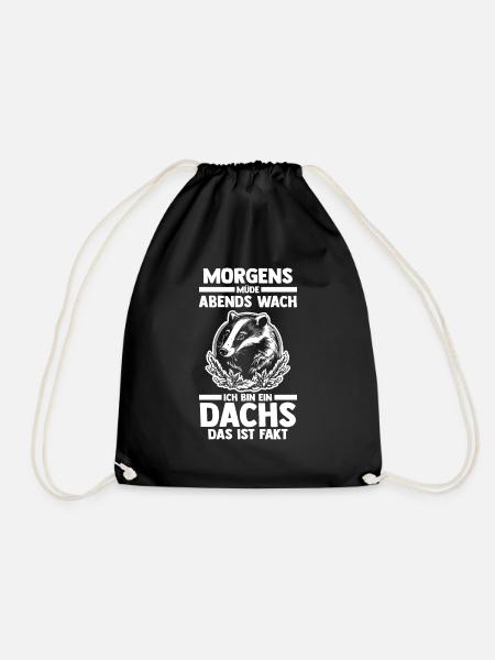 Tiermotiv Dachs - Turnbeutel - Schwarz