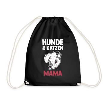 Hunde Hundemama Katzenmama Mama Katzen - Turnbeutel - Schwarz - Vorne