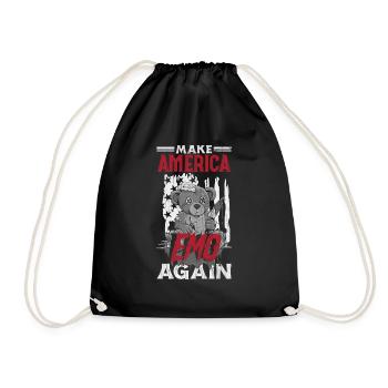 Emoticon Make America Emo Again Emocore Aesthetic - Drawstring Bag - black - Front
