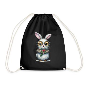 Christmas Rabbit - Drawstring Bag - black - Front