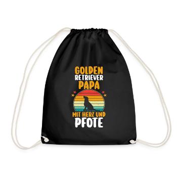 Dog Golden Retrieverpapa Dog Daddy Golden Retriev - Drawstring Bag - black - Front