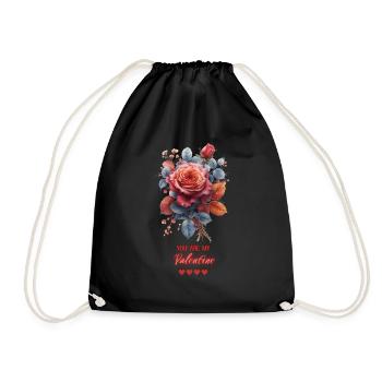 Roses: Eternal Love Valentine's Art Print - Drawstring Bag - black - Front