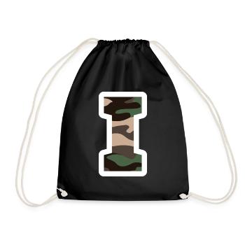 Buchstabe I Militärische Tarnung - Geschenkidee - Turnbeutel - Schwarz - Vorne