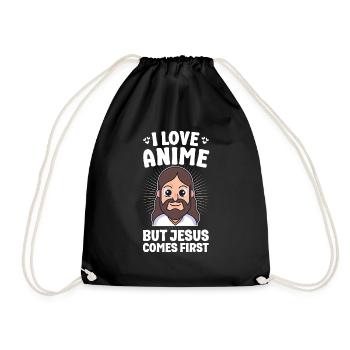 Anime But Jesus First Japanese Anime Manga Otaku - Drawstring Bag - black - Front