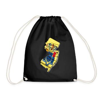 New Jersey (United States) | Real Flag | Flag Map - Drawstring Bag - black - Front