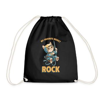 My favorite music? Rock Klettern Süße Katze - Turnbeutel - Schwarz - Vorne
